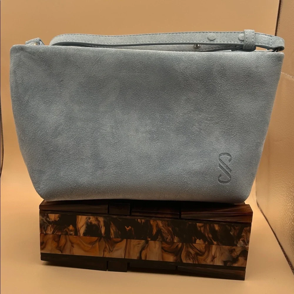 Proenza Schouler Bond Dusty Blue Suede Shoulder Bag